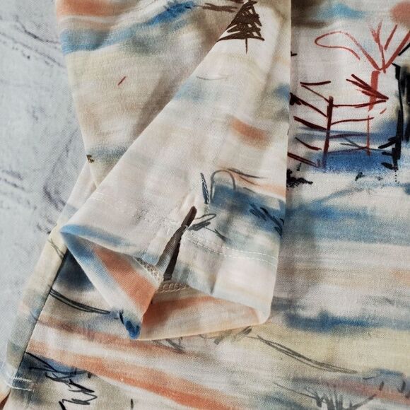 🔹️Christopher & Banks Cream Watercolor Print Long Sleeve Top Medium - Picture 4 of 9